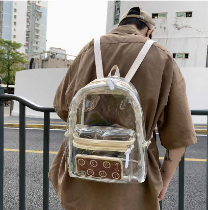 Cute Pink Girl Jelly transparent LED Backpack