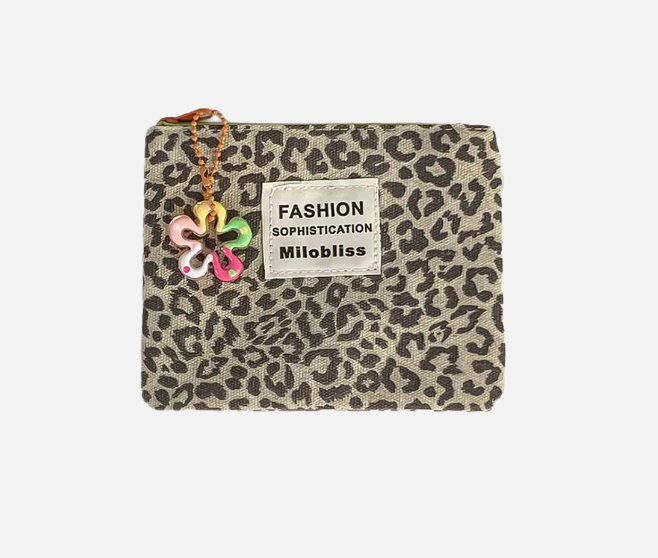 Small Leopard Canvas Coin Purse Wallet