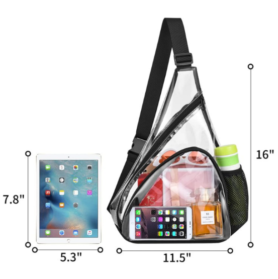 Stadium Approved Clear PVC Sling Waterproof Backpack with Adjustable Strap