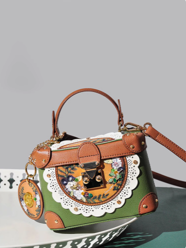 SweetRose anthracene bag, women's crossbody box, small bag, handbag, fashionable and niche design, printed leather, personality