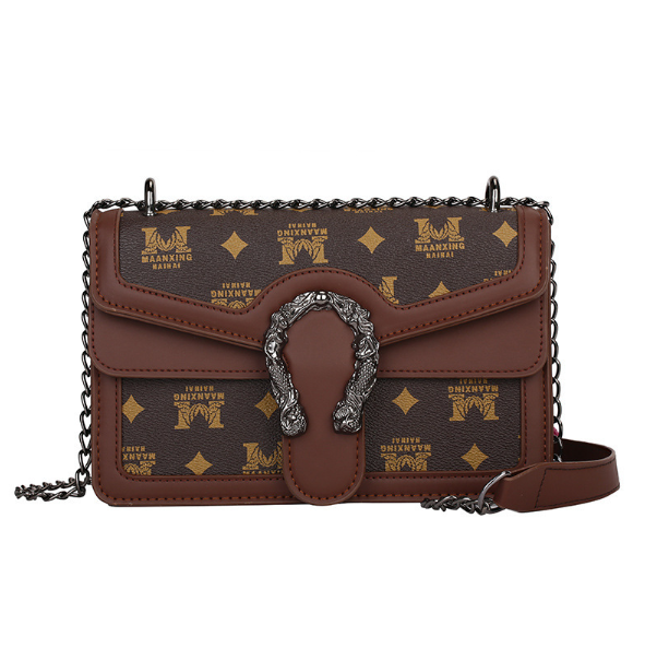 Women's Chain Small Brown Leather Crossbody Bag