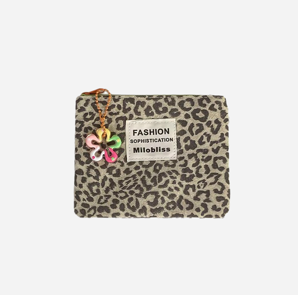 Small Leopard Canvas Coin Purse Wallet