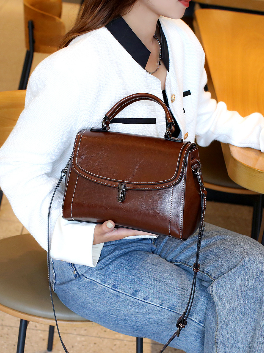 Premium Oil Wax Leather Shoulder Bag