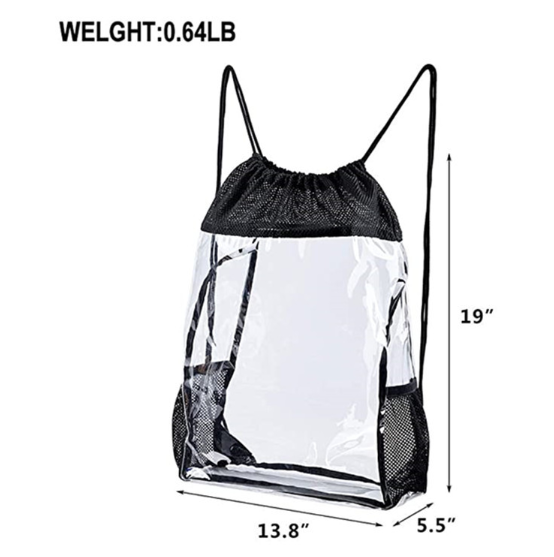 Fashionable PVC Transparent Waterproof Drawstring Backpack