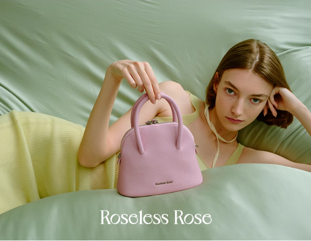 Roseless Rose Head layer cowhide shell bag, genuine leather bowling bag, exquisite handbag, high-end crossbody bag