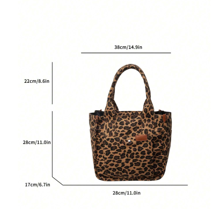 Oversized Leopard Prints Shoulder Bags for Women Deformable Canvas Large Capacity Shopping Totes