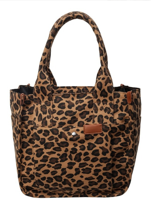 Oversized Leopard Prints Shoulder Bags for Women Deformable Canvas Large Capacity Shopping Totes