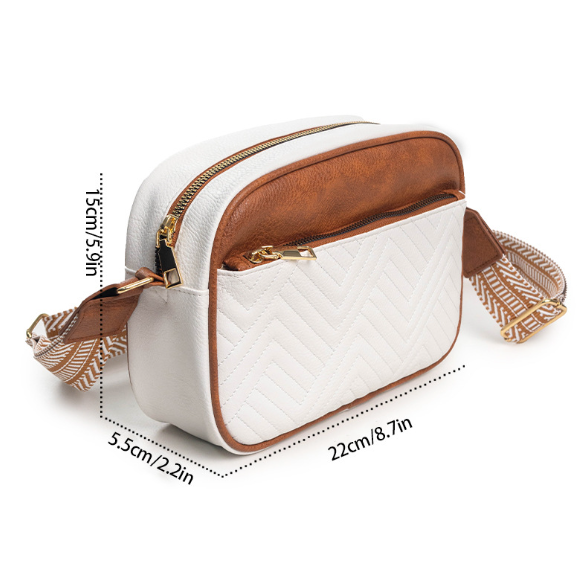 Small Leather Quilted Crossbody Bags for Women with Wide Strap