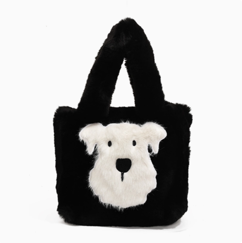 Riccci Dog Face Soft Lovely Fur Tote Bag