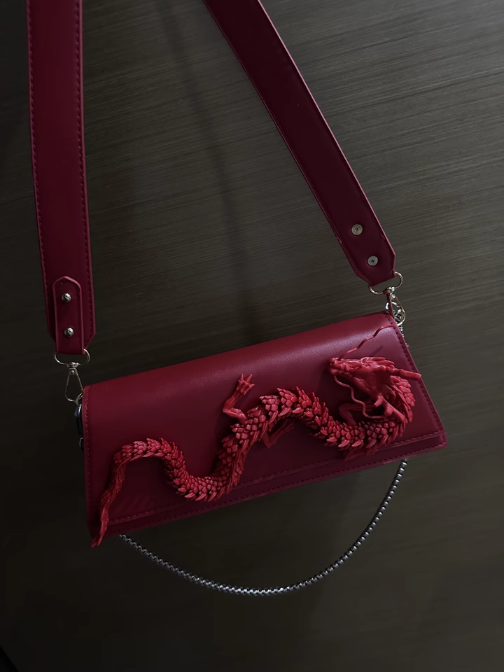 Riccci Design Red Dragon Leather shoulder Bag