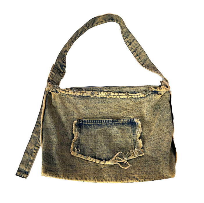 Retro Jean Rivet Crossbody Tote Bag with Large Capacity