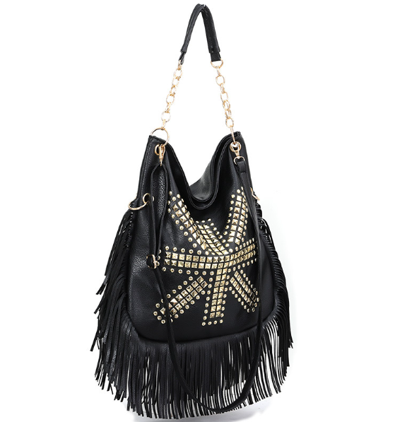 Soft Leather Crossbody Bag with Tassel