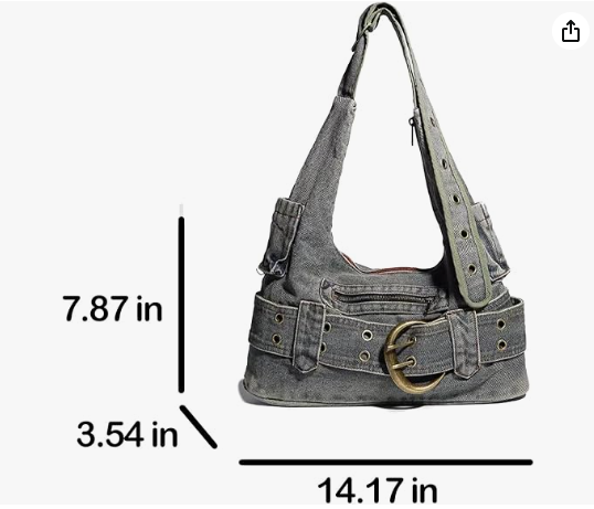 Riccci y2k Washed Jean Crossbody Bag