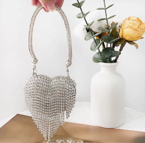 Evening Party Rhinestone Heart Shape Purse