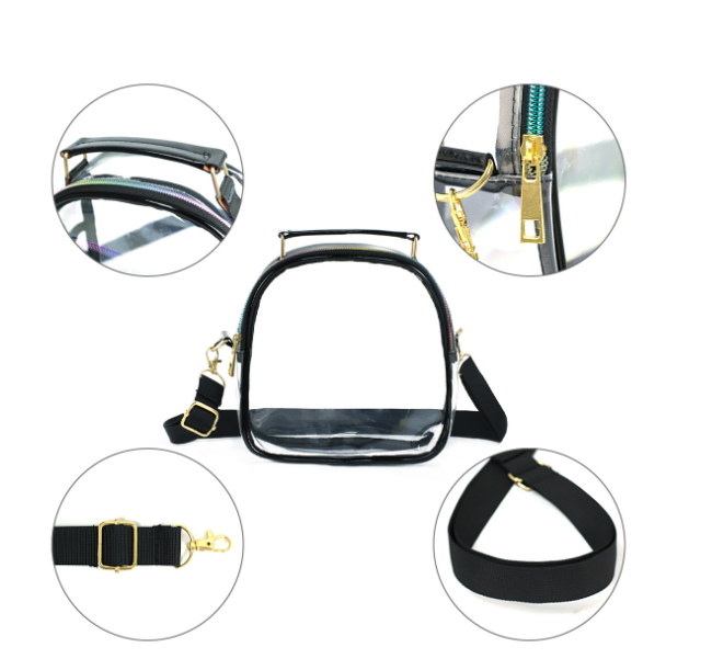 Small PVC Stadium Clear Crossbody Bag with Top Handle