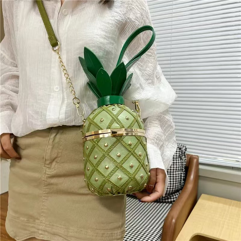 PD02 New stylish and versatile crossbody bag, woven ins pineapple bag, female internet celebrity shoulder bag, personalized and cute