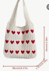 Riccci Knitted Shopping Tote Heart Bag