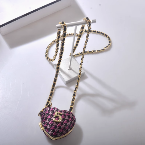 cc Locket Long Pendant Necklace Heart Shaped Purse