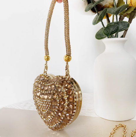 Evening Party Rhinestone Heart Shape Purse