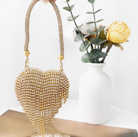 Evening Party Rhinestone Heart Shape Purse