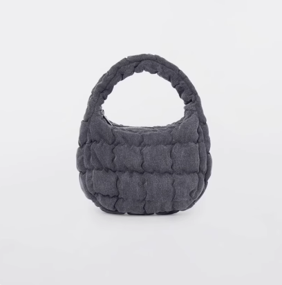 High End Jean Puffy Quilted Shoulder Bag