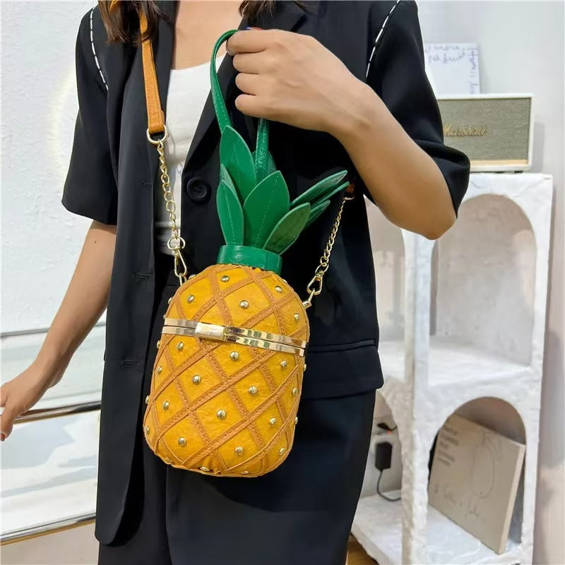 PD02 New stylish and versatile crossbody bag, woven ins pineapple bag, female internet celebrity shoulder bag, personalized and cute