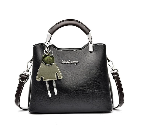 Ladies Bag Quality Leather Handbag- Black