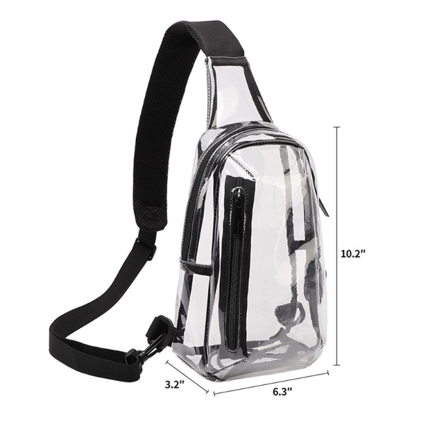 Small Transparent Stadium Crossbody Bag with USB Charing