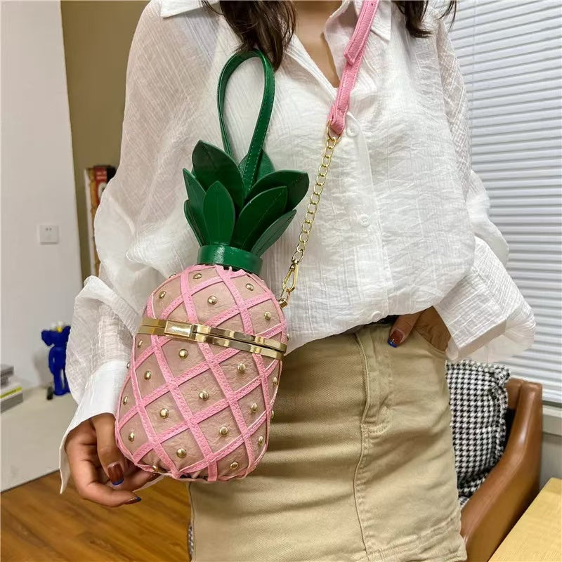 PD02 New stylish and versatile crossbody bag, woven ins pineapple bag, female internet celebrity shoulder bag, personalized and cute