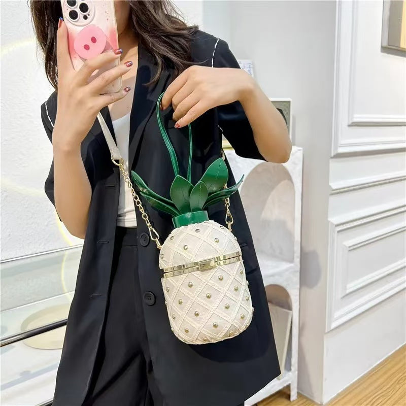 PD02 New stylish and versatile crossbody bag, woven ins pineapple bag, female internet celebrity shoulder bag, personalized and cute