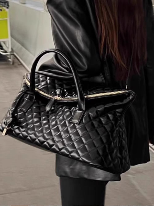 Oversized Leather Bag, Quilted Shoulder Bag