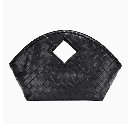 Soft Black Leisure Clutch Woven Tote Bag