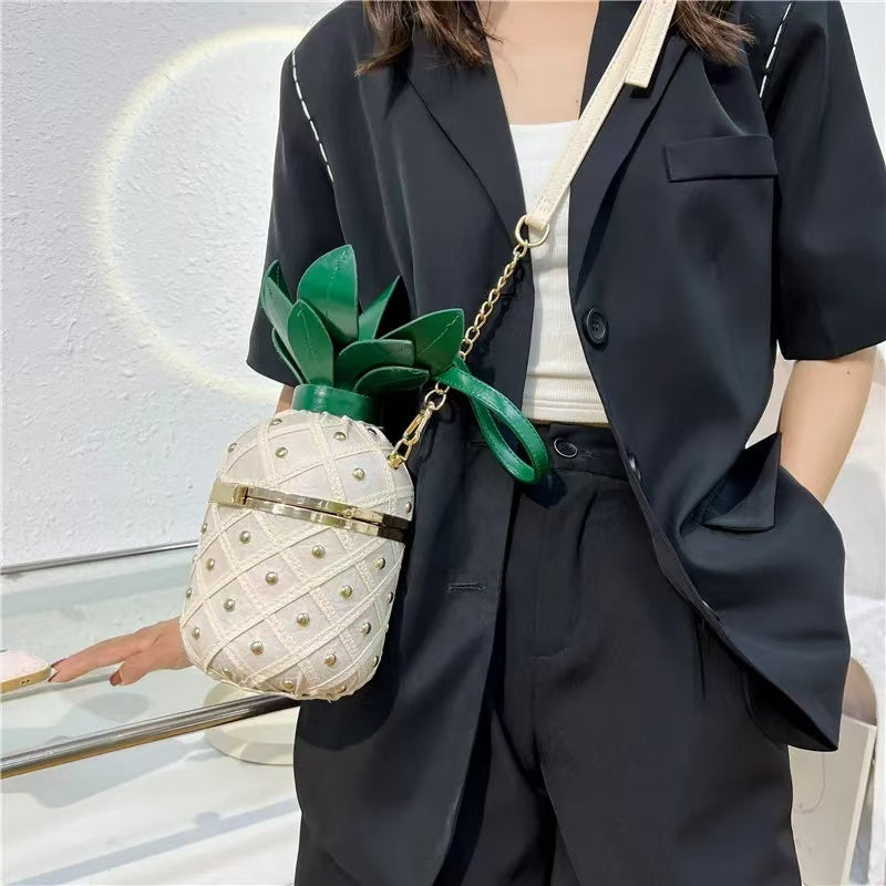 PD02 New stylish and versatile crossbody bag, woven ins pineapple bag, female internet celebrity shoulder bag, personalized and cute