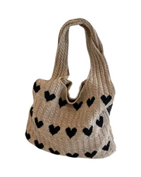 Knitted Tote heart bag