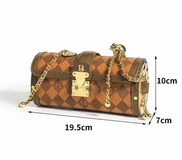 Long Chain Genuine Leather Pillow Bag