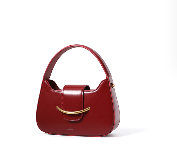 MELEDIK cowhide niche handbag new trendy and stylish red small bag texture single shoulder crossbody bag