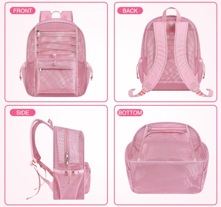 Mesh backpack, junior high school student ins, high-quality transparent backpack, men's outdoor backpack, Amazon explosion