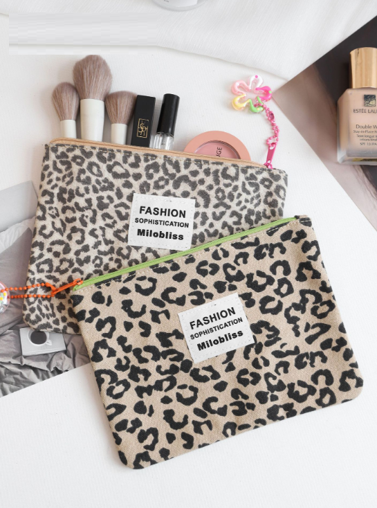 Small Leopard Canvas Coin Purse Wallet