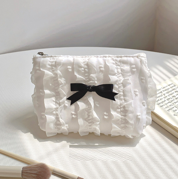 Lace Bow Canvas Zipper Coin Purse