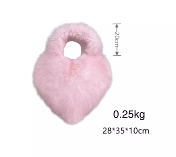 Sweet Pink Fur Heart Shaped Crossbody Purse