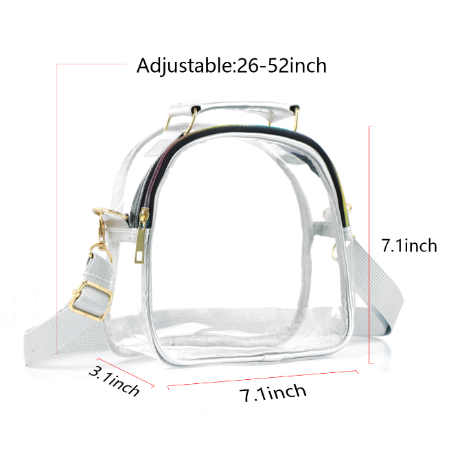 Small PVC Stadium Clear Crossbody Bag with Top Handle