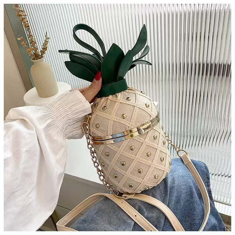 PD02 New stylish and versatile crossbody bag, woven ins pineapple bag, female internet celebrity shoulder bag, personalized and cute