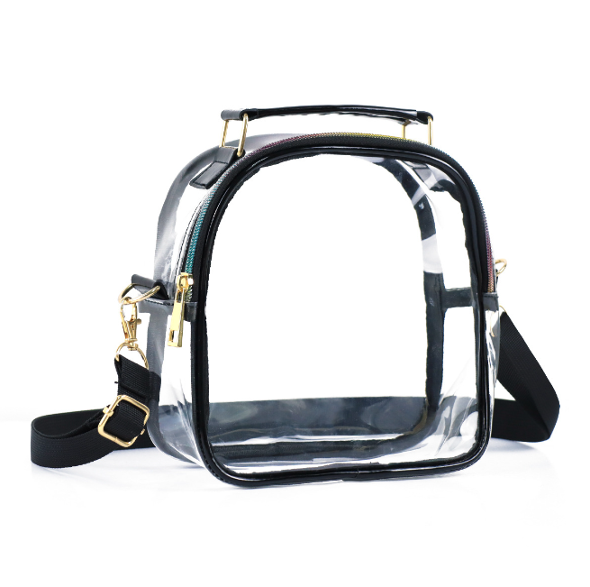 Small PVC Stadium Clear Crossbody Bag with Top Handle