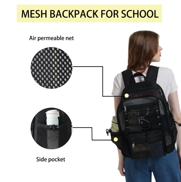 Mesh backpack, junior high school student ins, high-quality transparent backpack, men's outdoor backpack, Amazon explosion