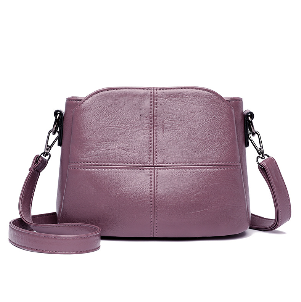 Soft Leather Casual Bucket Bag