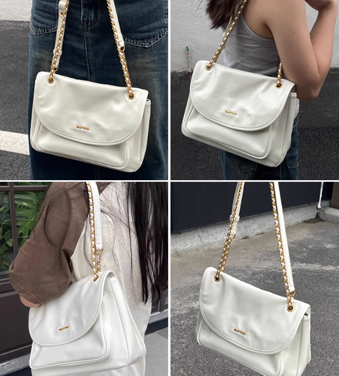 SMTING Observing the passing years, cowhide chain bag, women's high-end single shoulder crossbody bag, commuting new style