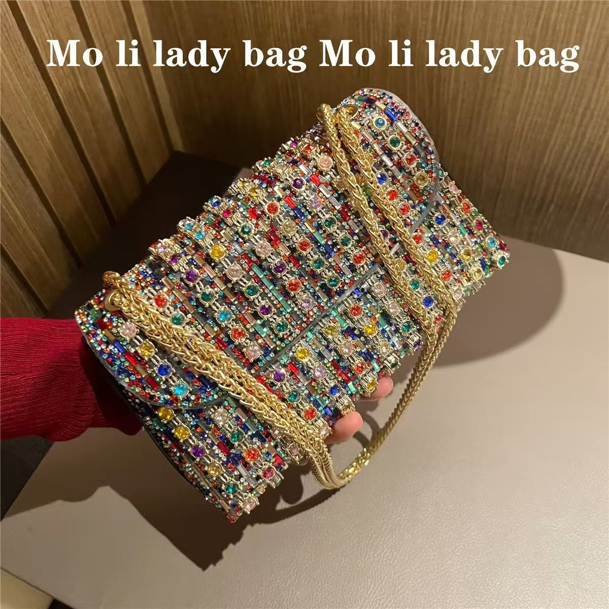 New European and American retro armpit bag, casual and fashionable rhinestone small bag, niche single shoulder bag, crossbody dinner bag