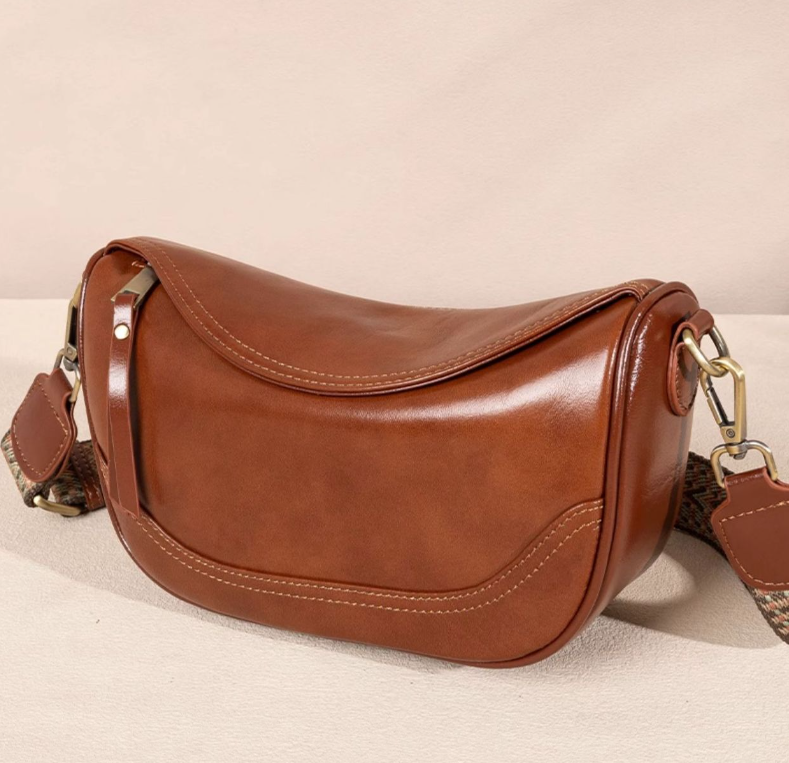 AL06 New trendy retro leather women's bag, fashionable crossbody bag, vegetable tanned cowhide shoulder bag