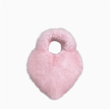 Sweet Pink Fur Heart Shaped Crossbody Purse