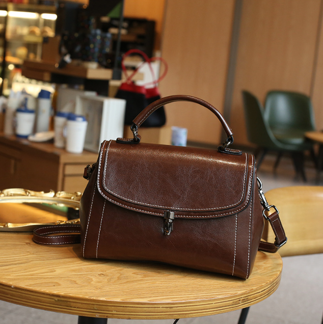 Premium Oil Wax Leather Shoulder Bag